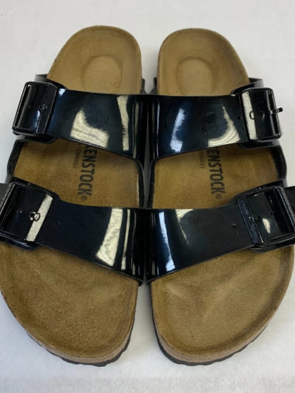 Birkenstock Arizona Black Birko-Flor Patent Regular Width Sandals